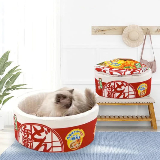 Cozy Cat & Dog Ramen Cushion Bed with removable Mat
